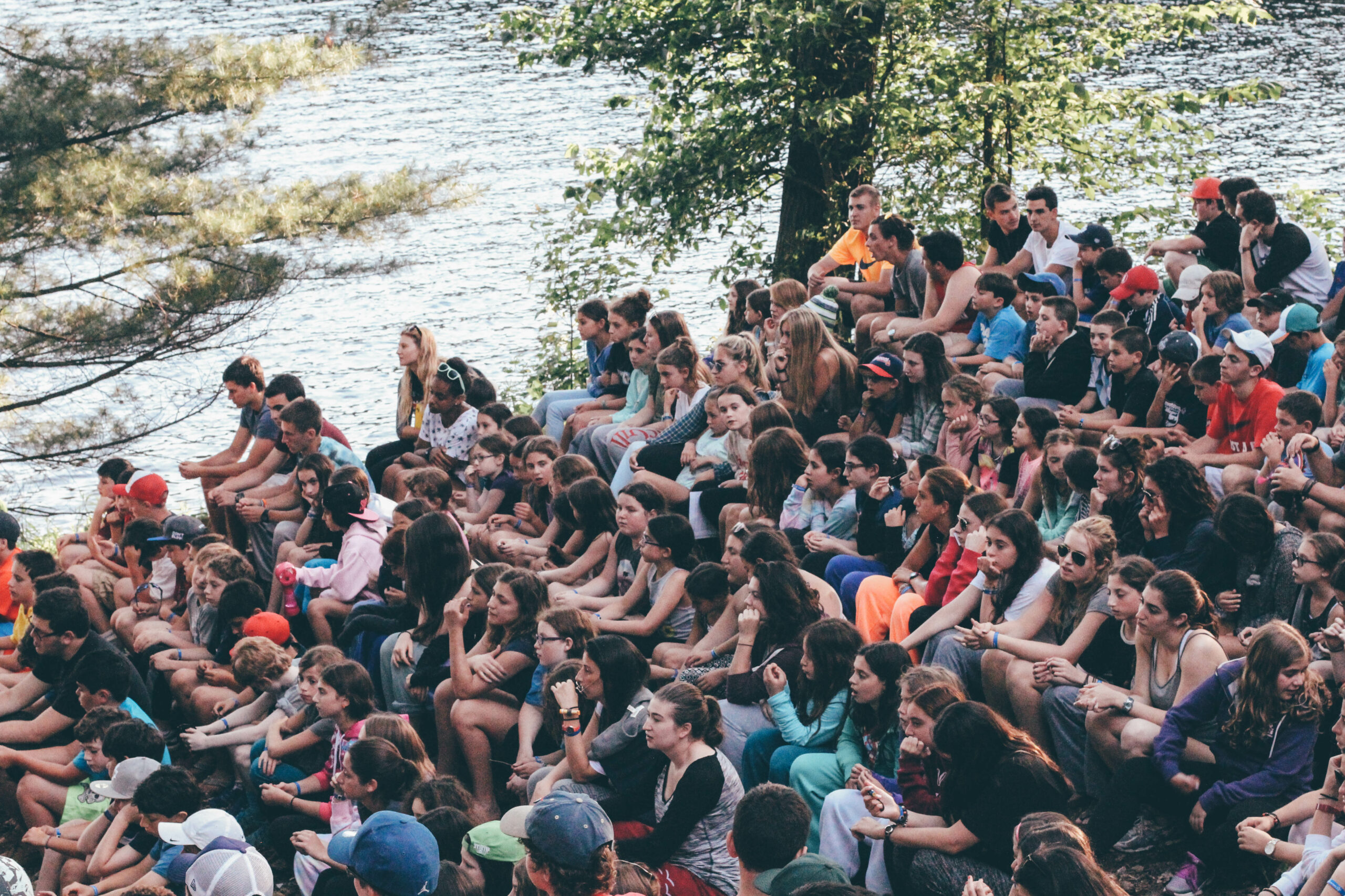 Campers gathered by the fire