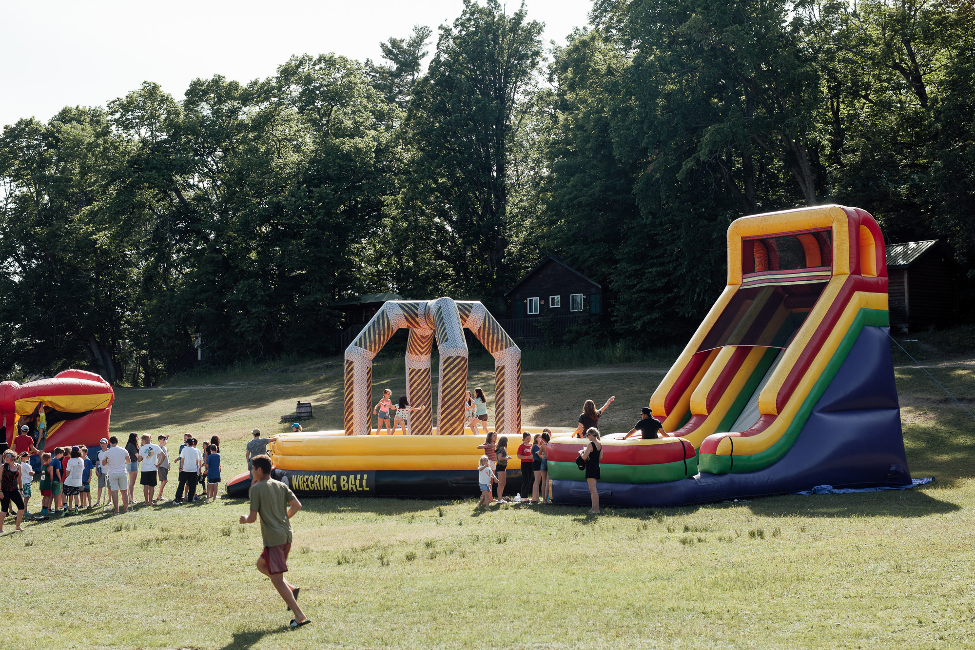 Bouncy castles at Camp Manitou